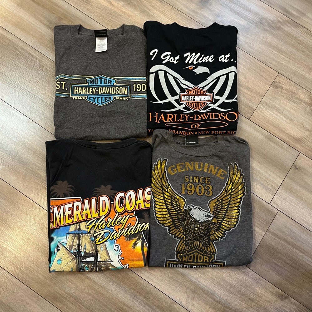 Harley Davidson Mens Graphic T-Shirt Lot of 4 Florida Large Black Bin H-39